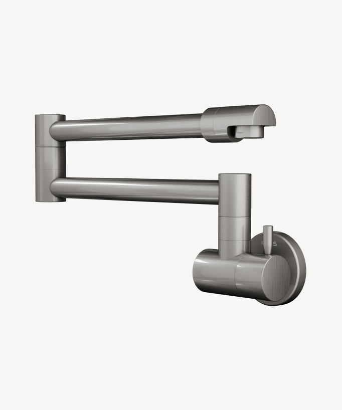 Rubinetto retrattile a parete con doppio snodo girevole nichel spazzolato - acqua fredda - small