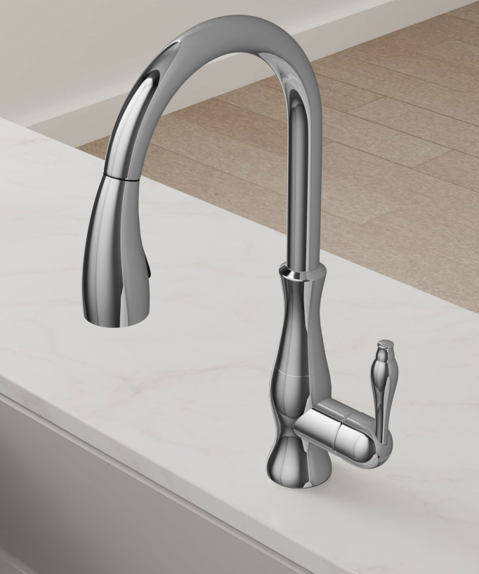 Miscelatore cucina moderno con doccetta e tubo estraibile - cromato