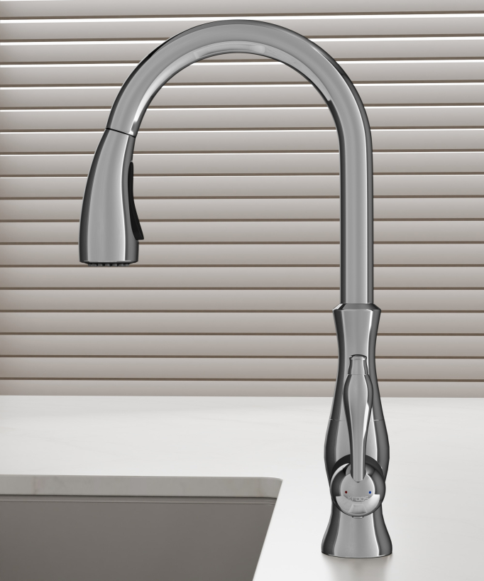 Miscelatore cucina moderno con doccetta e tubo estraibile - cromato