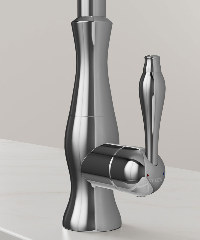 Miscelatore cucina moderno con doccetta e tubo estraibile - cromato