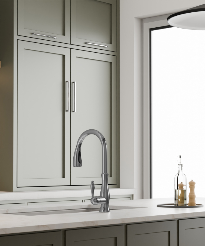 Miscelatore cucina moderno con doccetta e tubo estraibile - cromato
