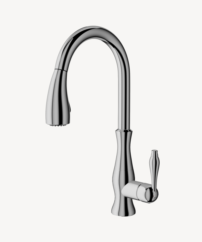 Miscelatore cucina moderno con doccetta e tubo estraibile - cromato