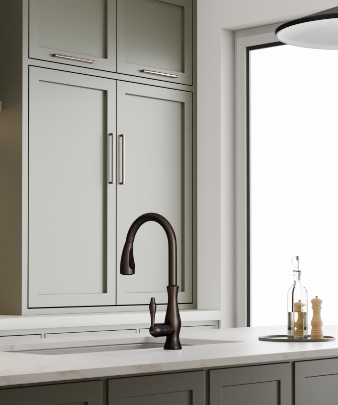 Miscelatore cucina moderno con doccetta e tubo estraibile - rame
