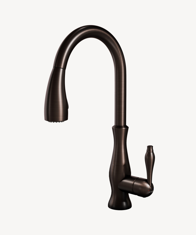 Miscelatore cucina moderno con doccetta e tubo estraibile - rame