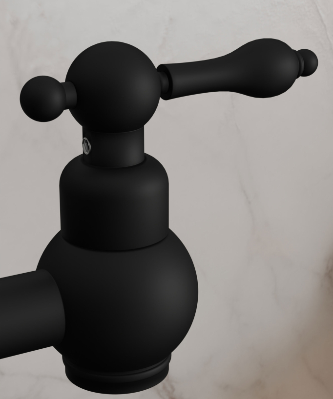 Rubinetto cucina retrattile a parete a due maniglie con doppio snodo girevole - acqua fredda - nero