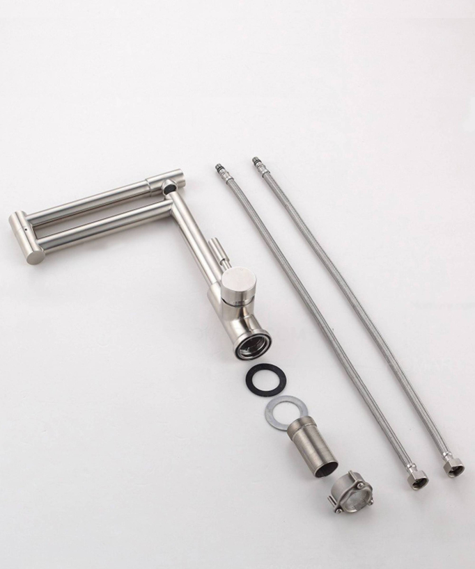 Robinet de cuisine à bec supérieur orientable - nickel brossé