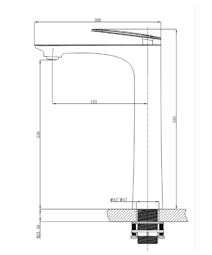 Miscelatore lavabo contemporaneo nero con leva cromata