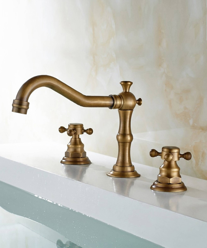 Rubinetto lavabo a ponte in ottone, bronzo antico - Rome