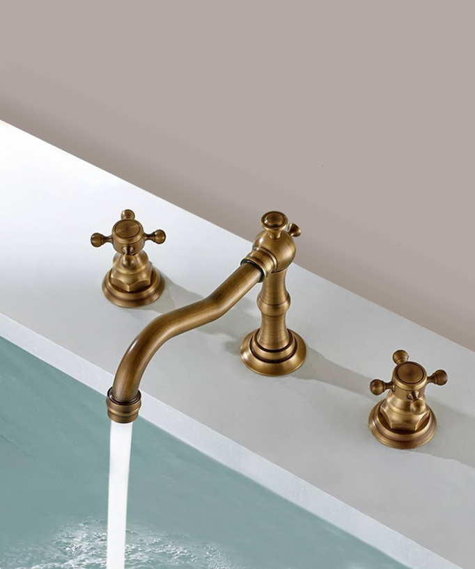 Rubinetto lavabo a ponte in ottone, bronzo antico - Rome