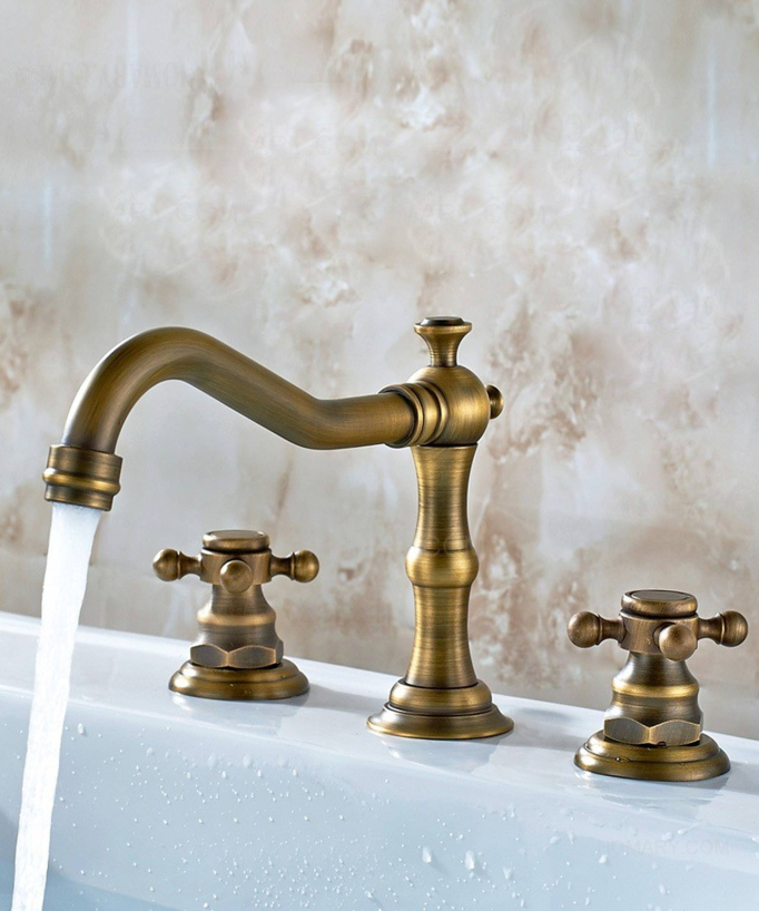 Rubinetto lavabo a ponte in ottone, bronzo antico - Rome