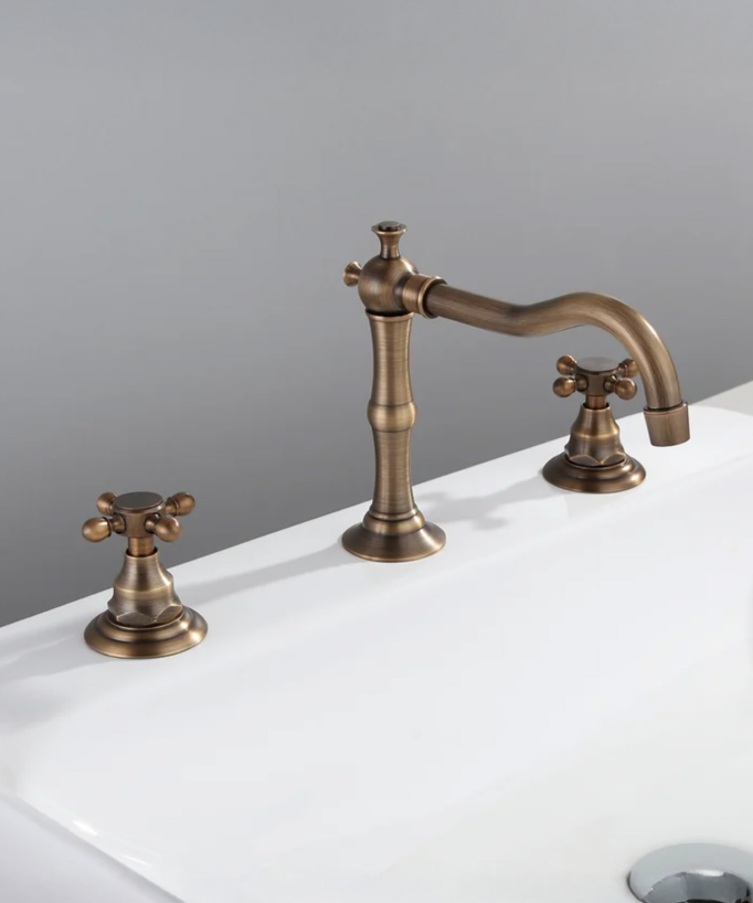 Rubinetto lavabo a ponte in ottone, bronzo antico - Rome