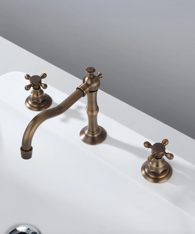 Rubinetto lavabo a ponte in ottone, bronzo antico - Rome