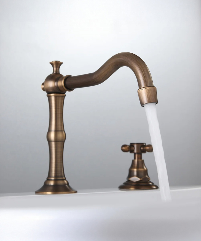 Rubinetto lavabo a ponte in ottone, bronzo antico - Rome
