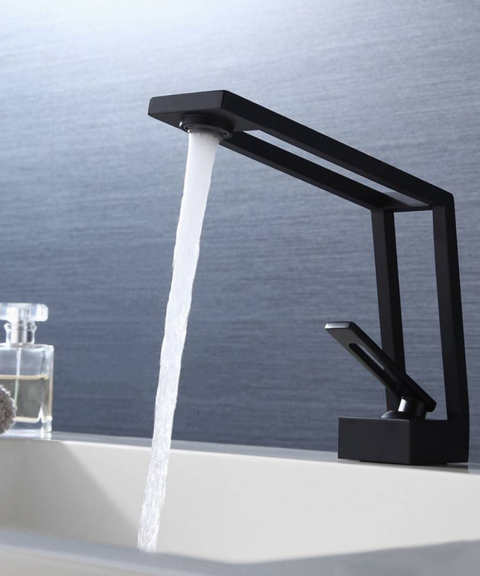 Miscelatore monocomando di design per lavabo - Nero opaco