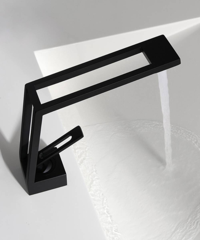 Miscelatore monocomando di design per lavabo - Nero opaco