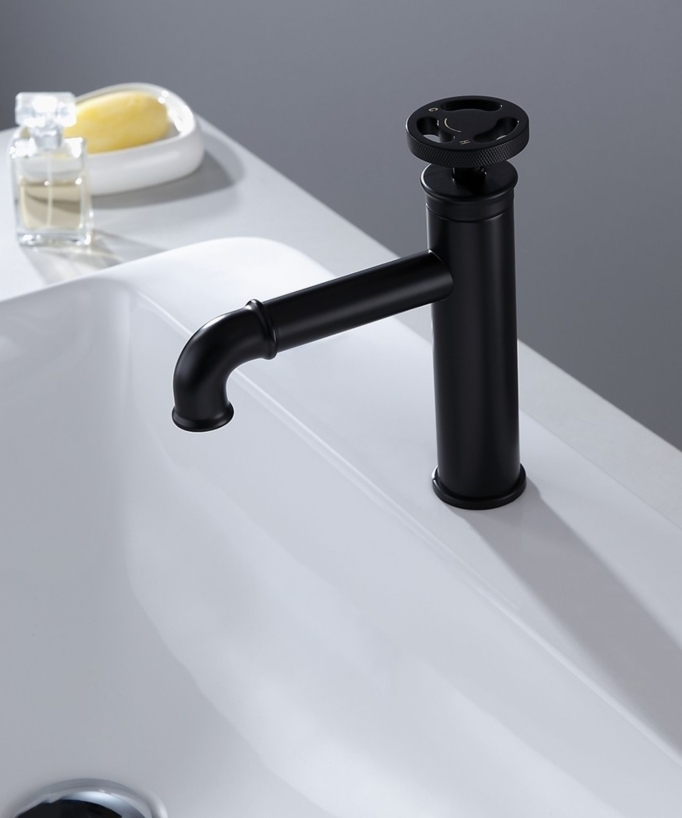 Miscelatore lavabo stile industriale - Nero - small