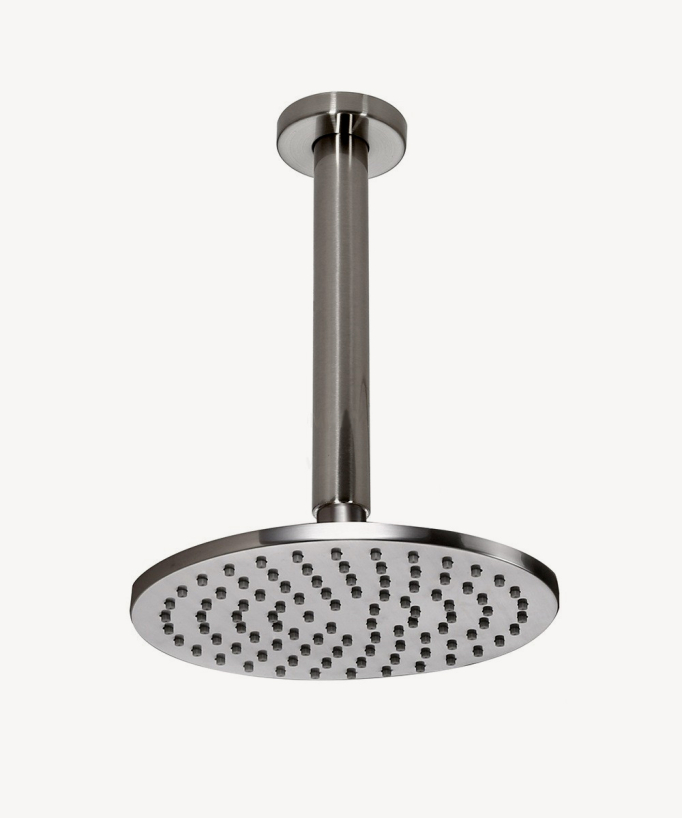 Doccetta termostatica in ottone massiccio nichel spazzolato con supporto a parete 200 mm