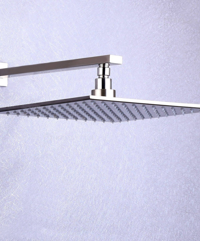 Soffione a LED in acciaio inox e doccetta in nichel spazzolato