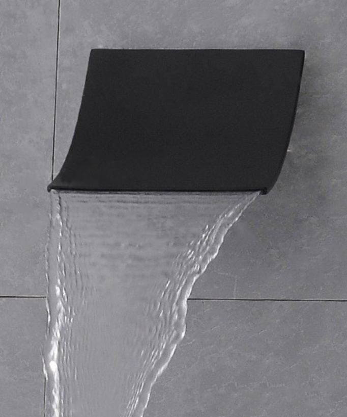 Cascade pomme de douche et système de douche à main noir solide 
