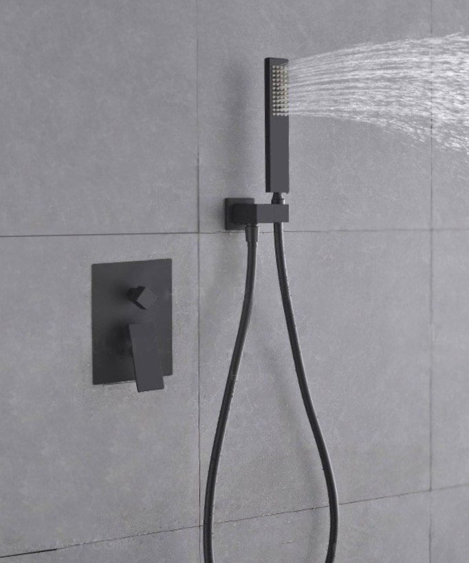 Cascade pomme de douche et système de douche à main noir solide 