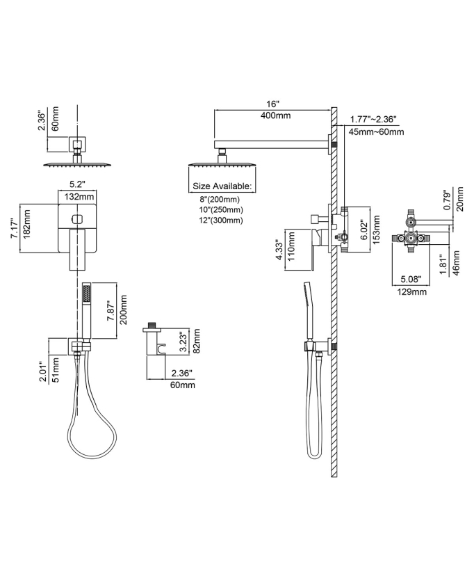 Composizione doccia - Oro spazzolato