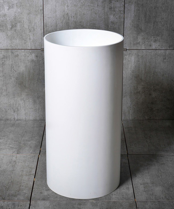 Vasque piédestal ronde sophistiquée en résine blanche mate ou brillante