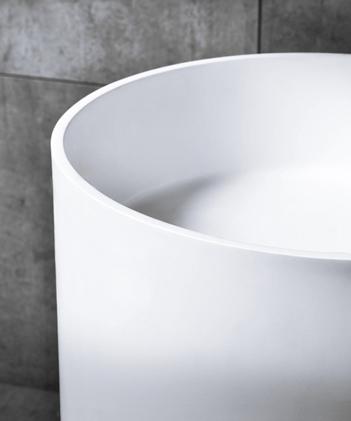 Vasque piédestal ronde sophistiquée en résine blanche mate ou brillante