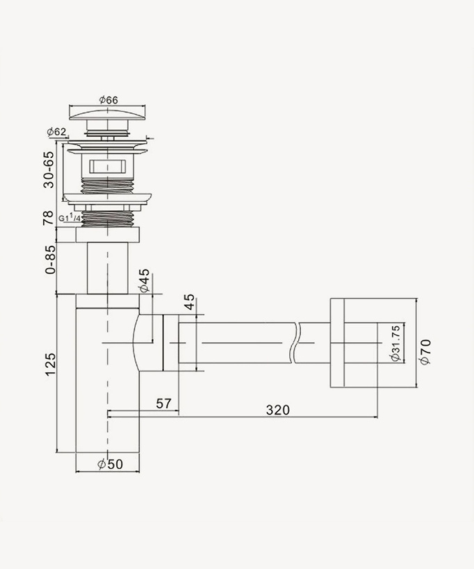Siphon lavabo cylindrique en laiton
