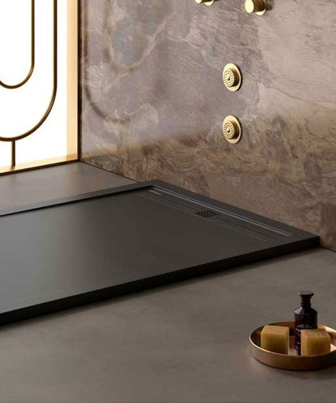 Piatto doccia Noir, finitura Liscia Stone CACH, griglia colorata