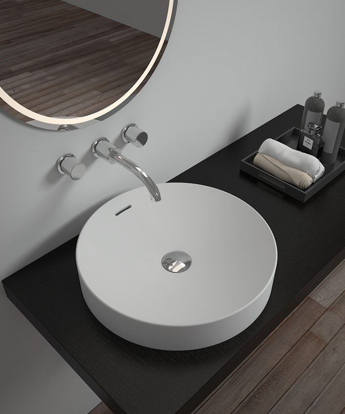 Lavabo a colonna tondo Blanc mat - Goma