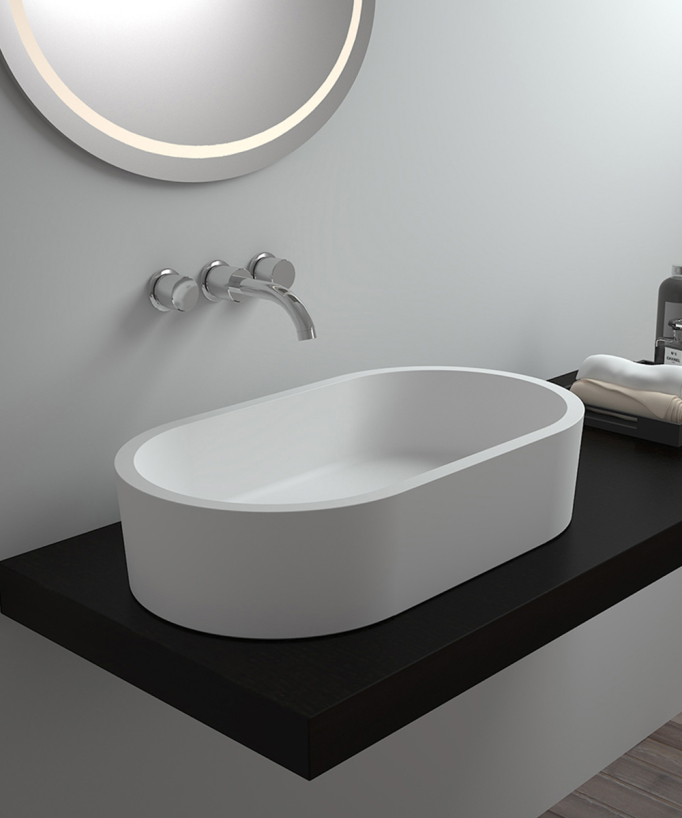 Lavabo con colonna ovale bianco opaco - Dongou