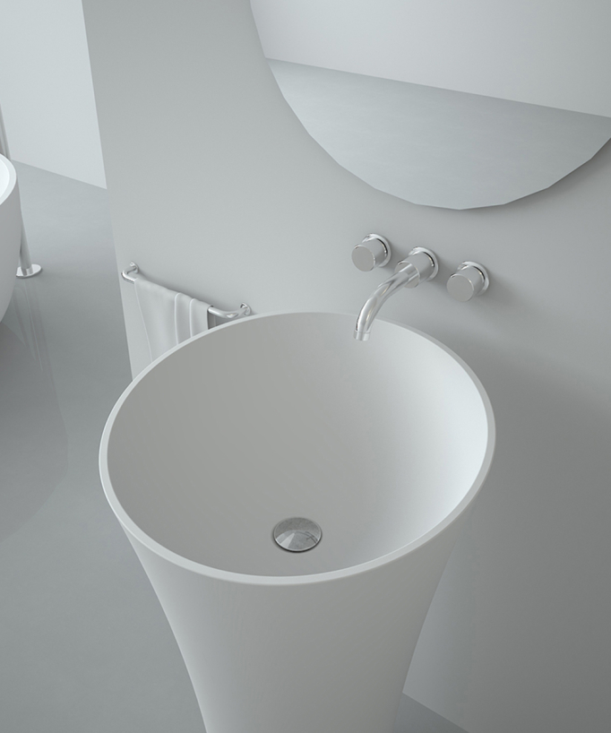 Lavabo rotondo a totem, free-standing Bianco opaco - Oyo