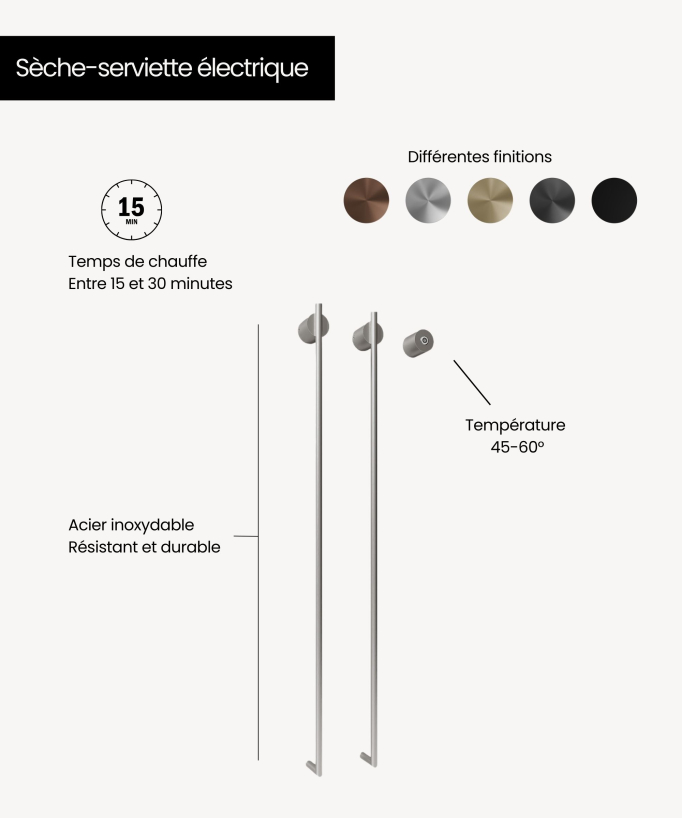 Scaldasalviette elettrico nichel spazzolato 2 barre