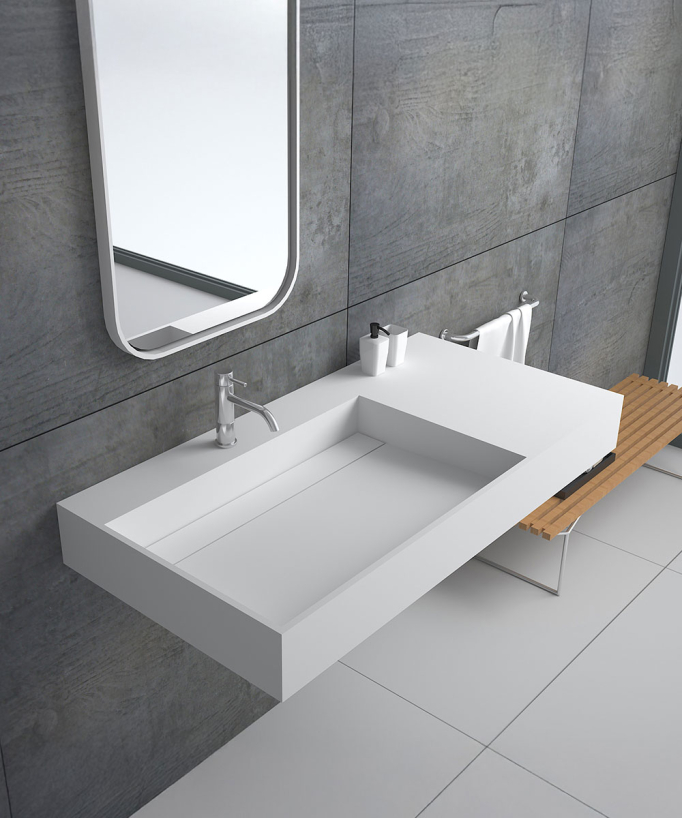 Lavabo rettangolare sospeso Bianco opaco - Bumba