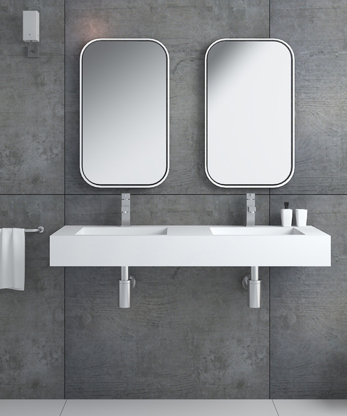 Lavabo rettangolare sospeso Bianco opaco - Maniema