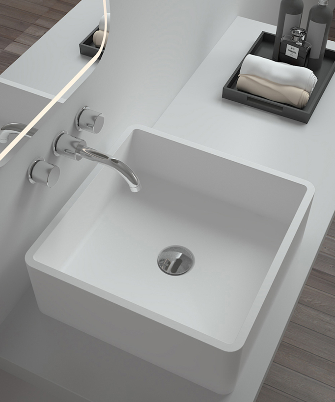 Lavabo a colonna quadrato Blanc mat - Kouilou