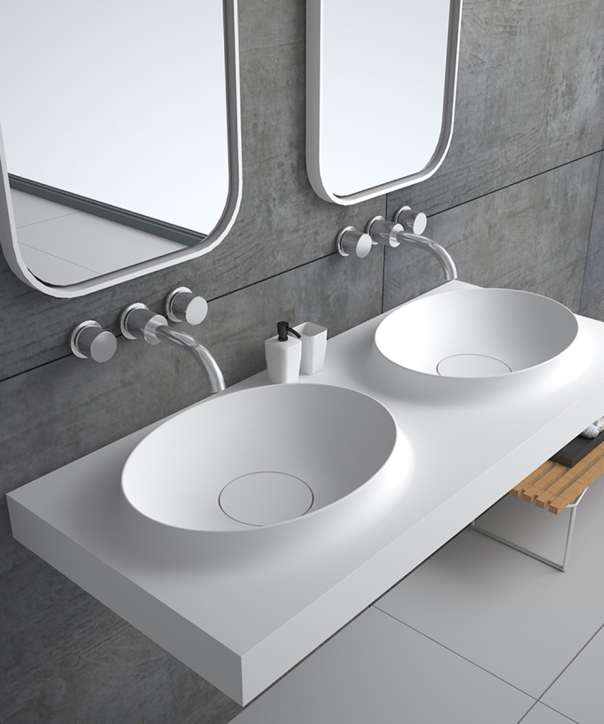Lavabo rettangolare sospeso Bianco opaco - Mongala