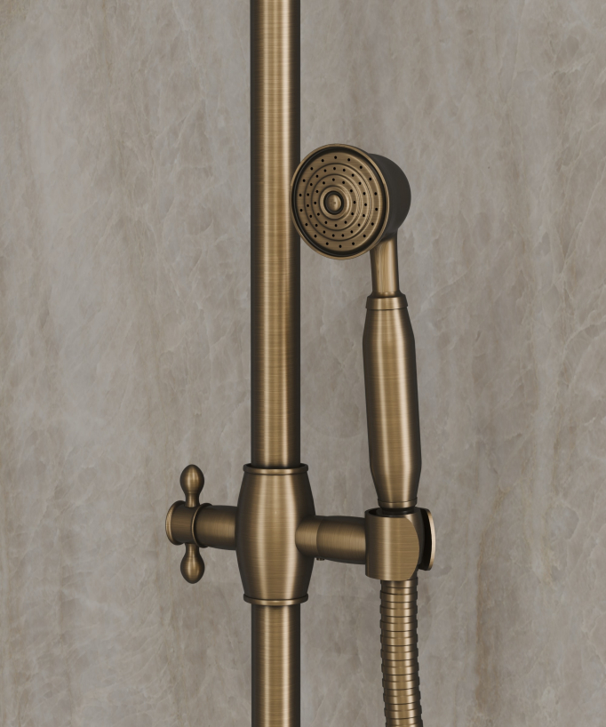 Colonna doccia in ottone antico con soffione da 20 cm - Roma