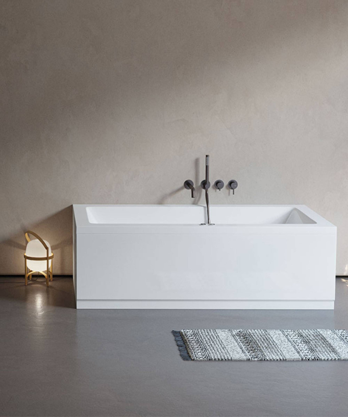 Baignoire acrylique droite CUBE avec tablier - 180 x 80 cm
