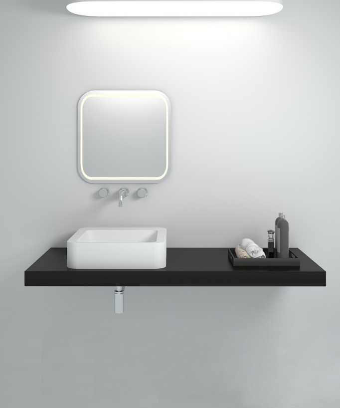 Lavabo a colonna quadrato Blanc mat - Luna
