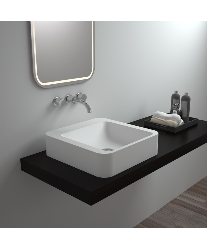 Lavabo a colonna quadrato Blanc mat - Luna
