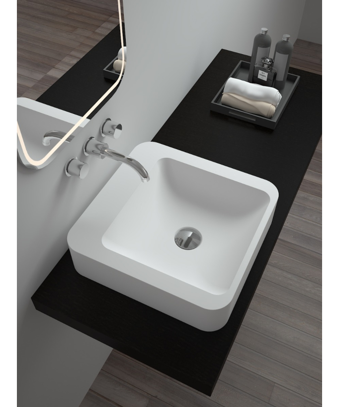 Lavabo a colonna quadrato Blanc mat - Luna