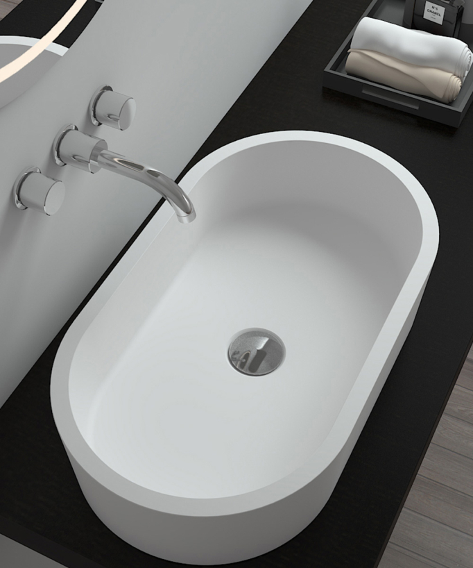 Lavabo con colonna ovale bianco opaco - Dongou