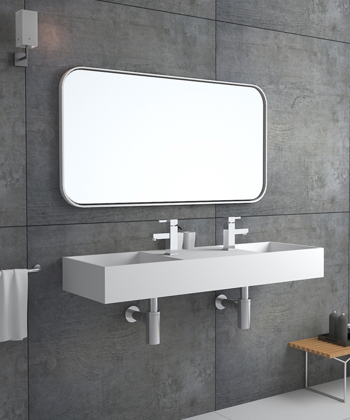 Lavabo rettangolare sospeso Bianco opaco - Katango