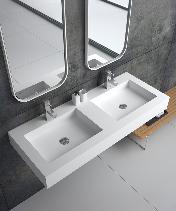 Lavabo rettangolare sospeso Bianco opaco - Lodja