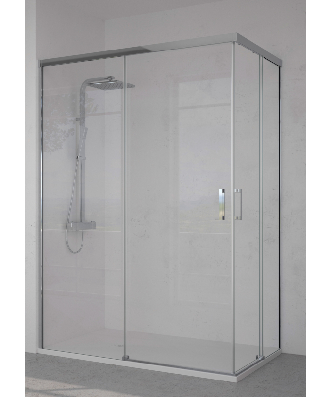 Paroi de douche avec deux portes coulissantes chromé de la gamme Série Fix