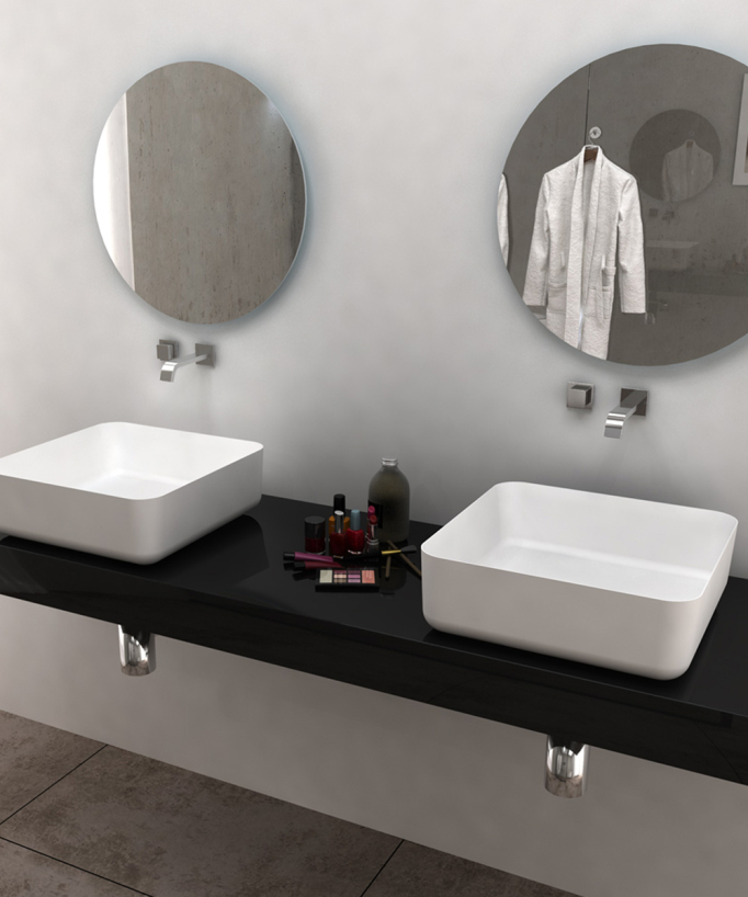 Lavabo a colonna quadrato Blanc mat - Bunia