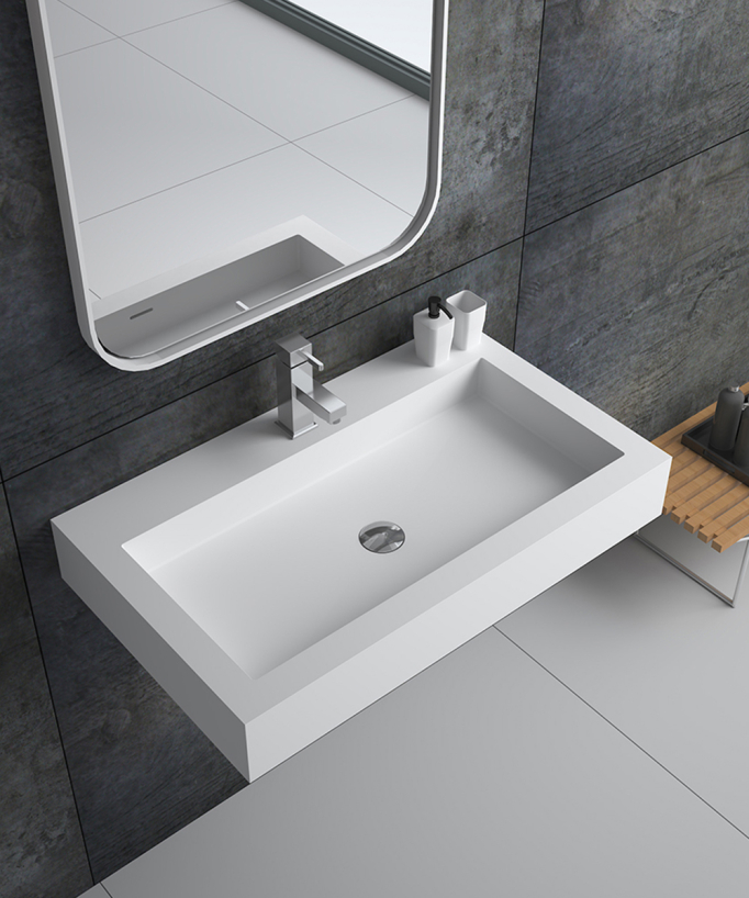 Lavabo rettangolare sospeso Bianco opaco - Beni