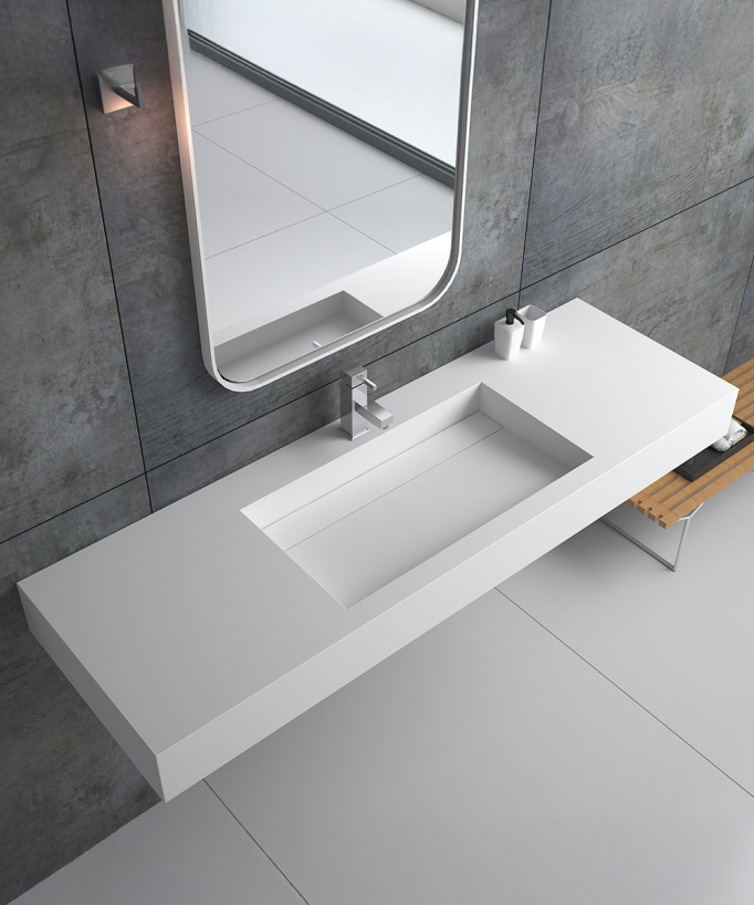 Lavabo rettangolare sospeso Blanc mat - Kamoto