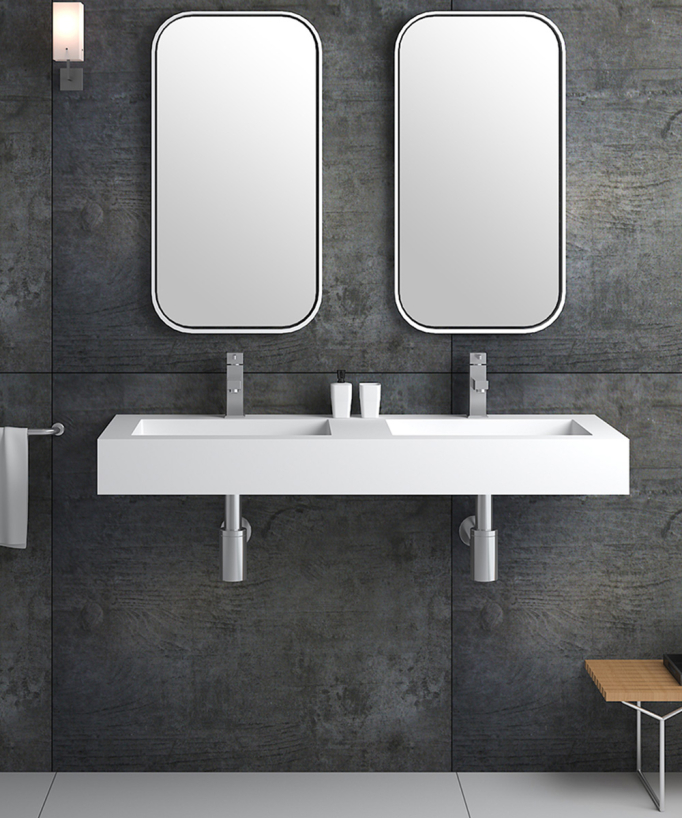 Lavabo rettangolare sospeso Bianco opaco - Lodja